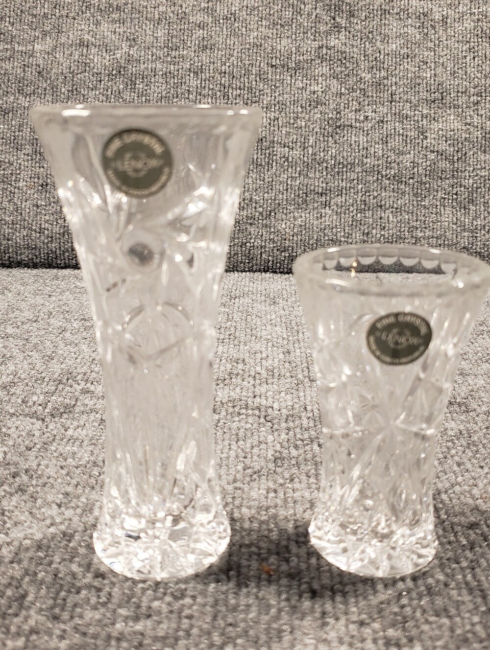 Pair of Beautiful Vintage Lenox Fine Crystal Vases 6"/4" Made in Czech Republic
